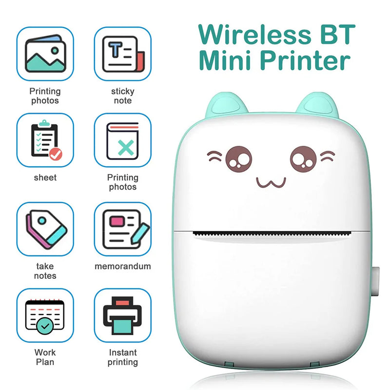 Mini Impressora Portátil com Conexão Bluetooth para Fotos e Etiquetas